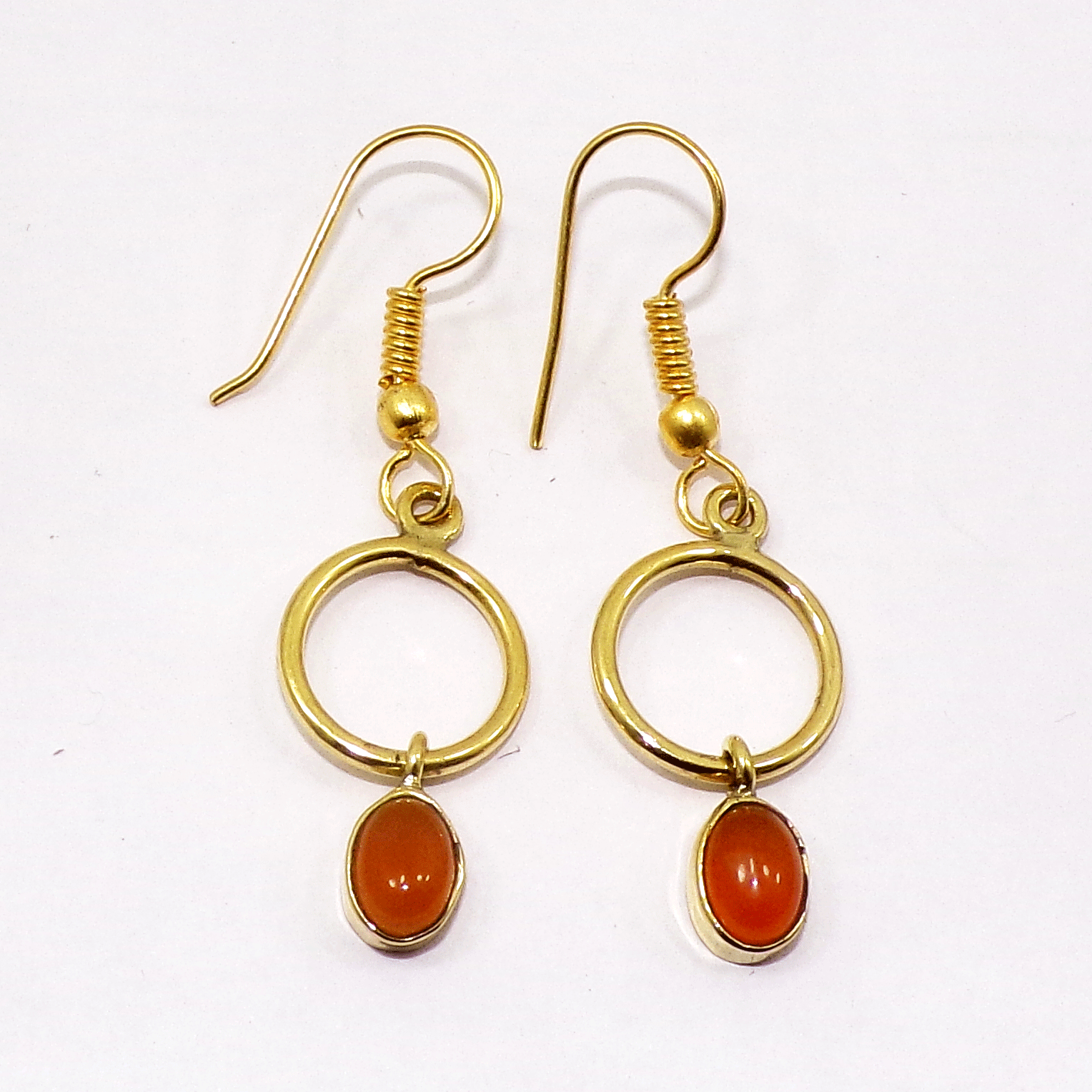 Beautiful Carnelian Cab Earring O - JBE999 Newest Collection Oval Shape With 18ct Gold Plating Dangle Earring